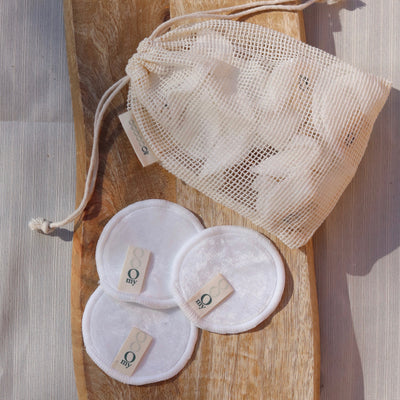 Cotons réutilisables en bambou (12) + pochette de lavage Omy Laboratoires